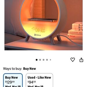 Dekala Orange LED Sunrise Alarm Clock with Wireless Charging